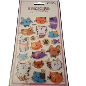 Iscream Kitty Cats Glitter Stickers Sheet Puffy Colorful Feline Decals